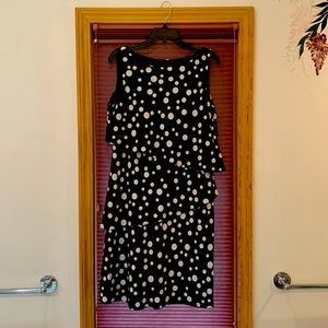 Sleeveless Black and White Polka Dot Tiered Dress